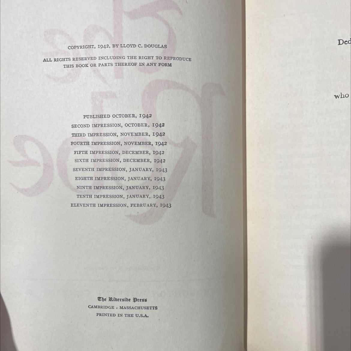 the robe book, by lloyd c. douglas, 1942 Hardcover image 3