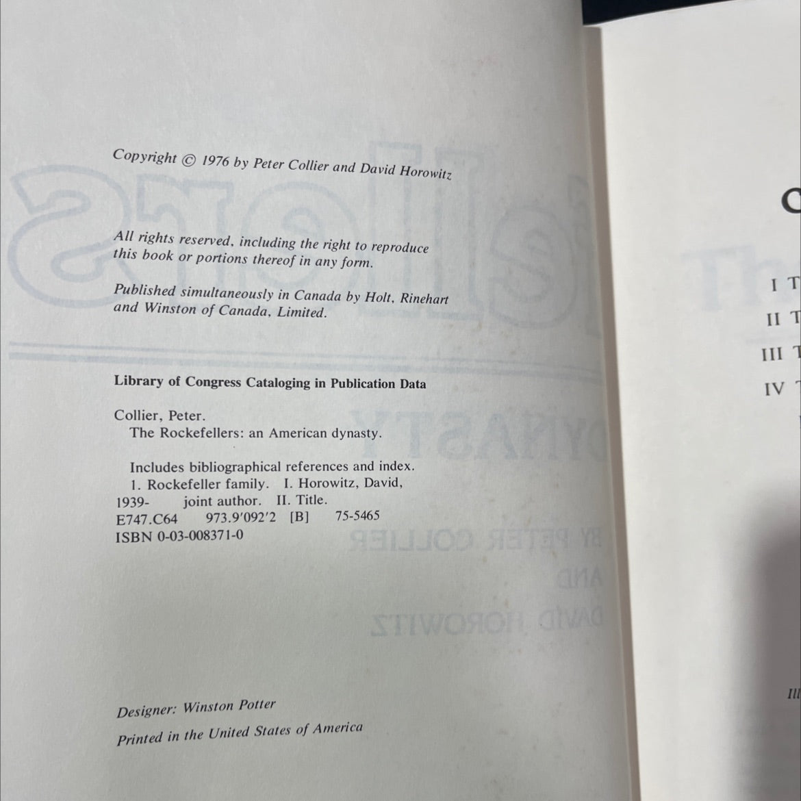 the rockefellers: an american dynasty book, by Peter Collier and David Horowitz, 1976 Hardcover, Vintage image 3