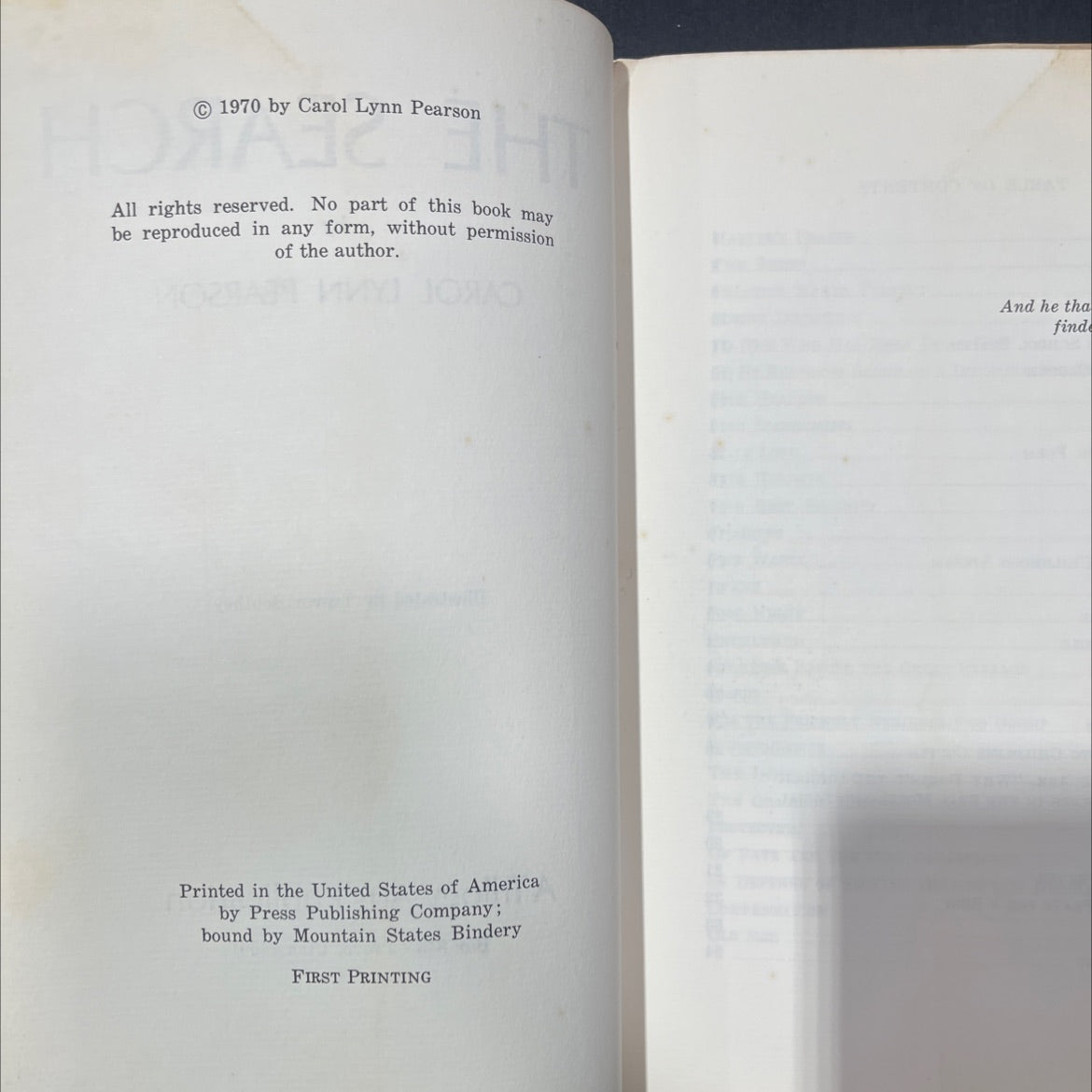the search book, by carol lynn pearson, 1970 Hardcover image 3