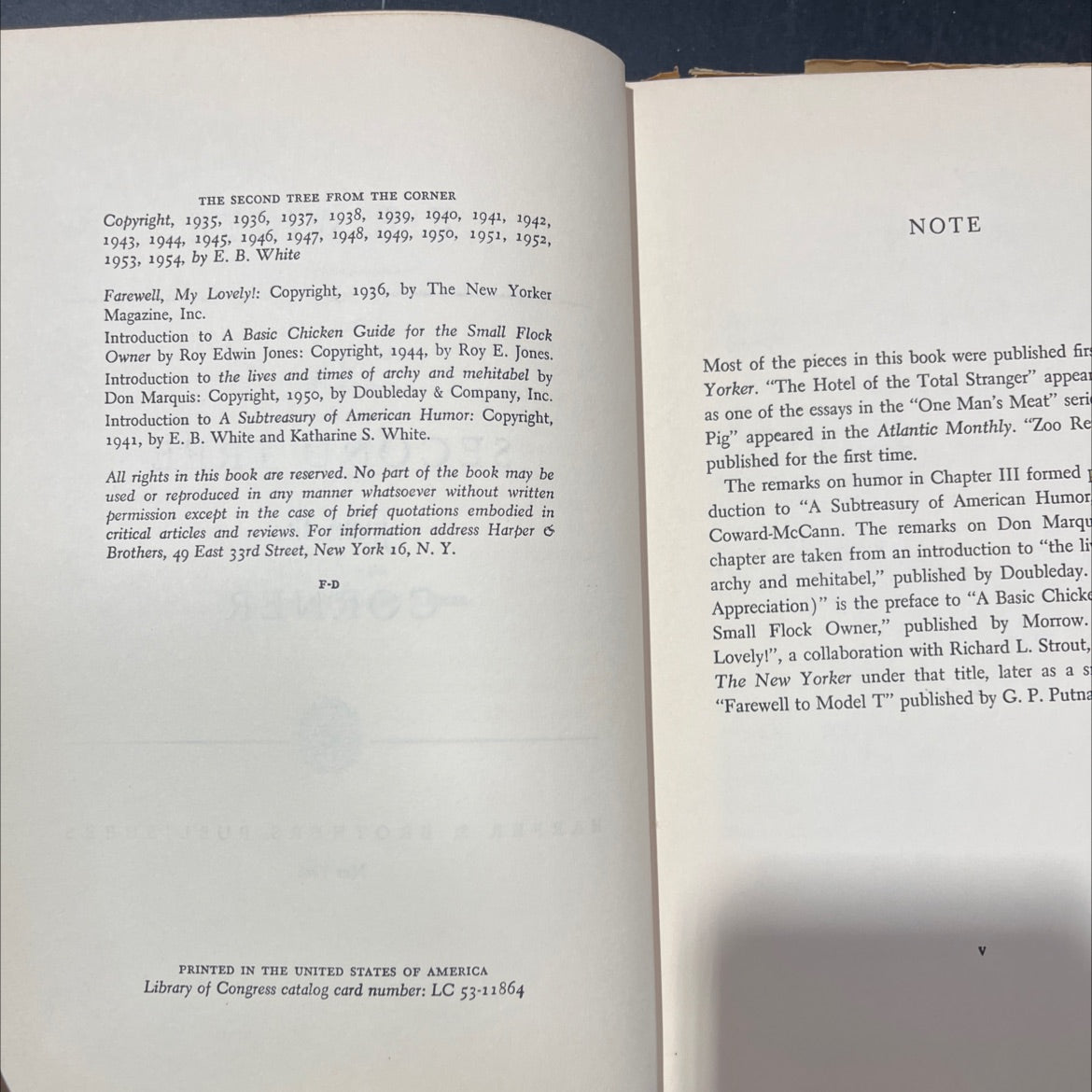 the second tree from the corner book, by E. B. White, 1954 Hardcover image 3