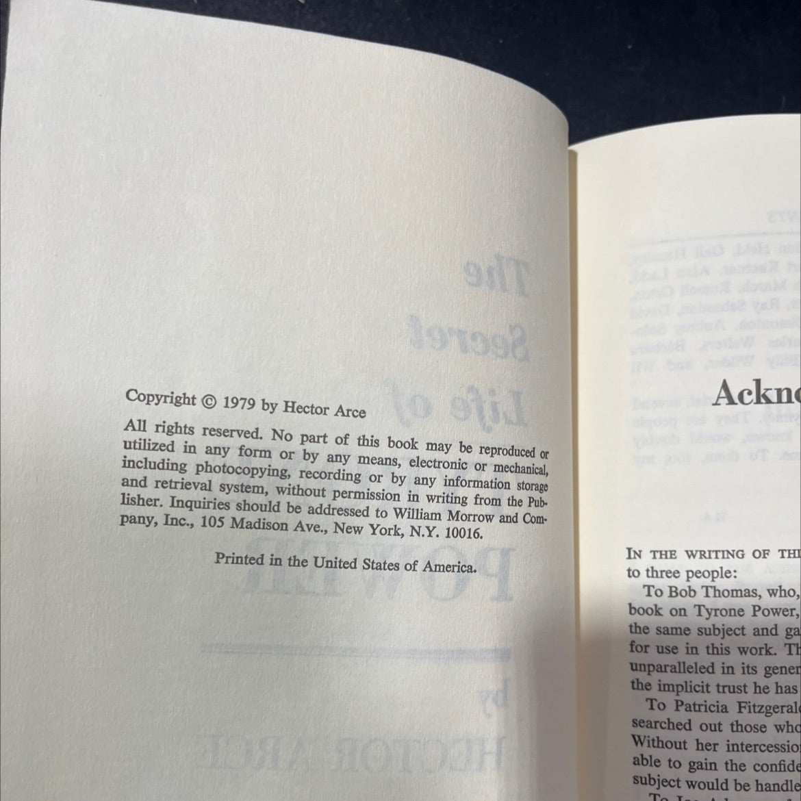 the secret life of tyrone power book, by hector arce, 1979 Hardcover image 3