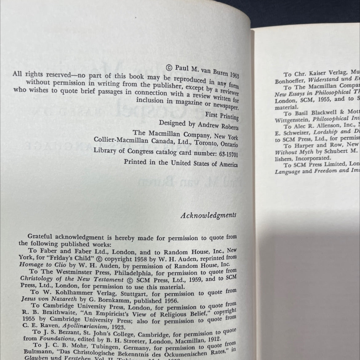 the secular meaning of the gospel based on an analysis of its language book, by Paul M. van Buren, 1963 Hardcover, image 3
