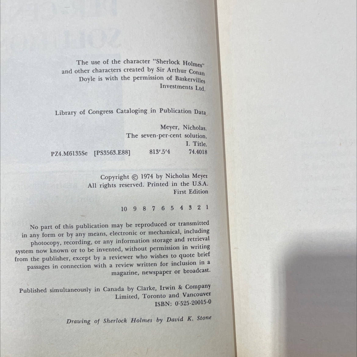 the seven-percent solution book, by nicholas meyer, 1974 Hardcover image 3