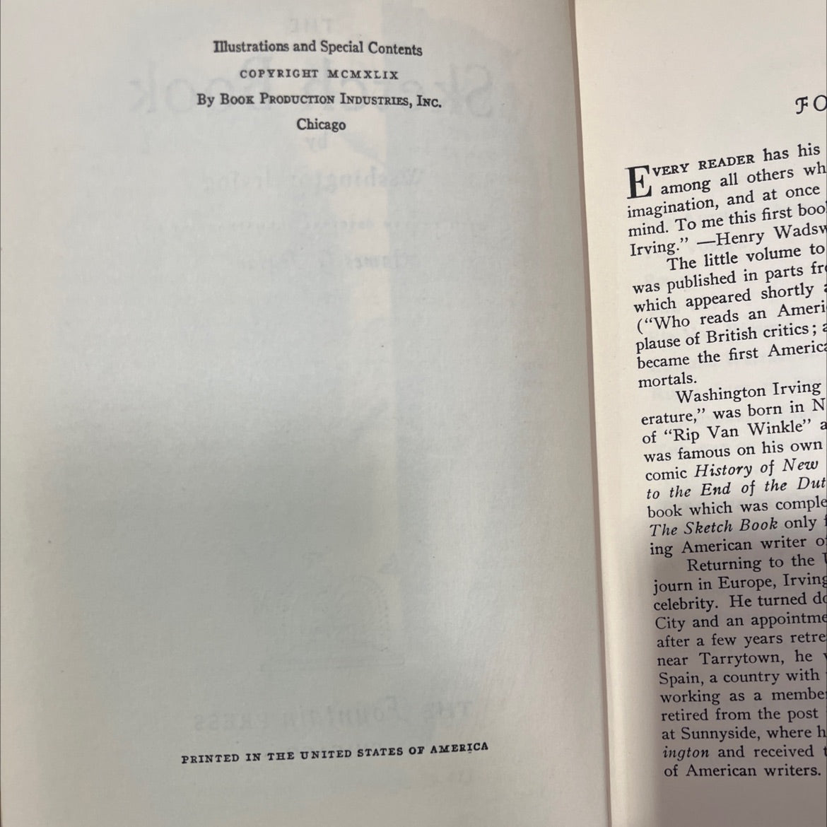 the sketch book book, by washington irving, 1949 Hardcover, Vintage image 3