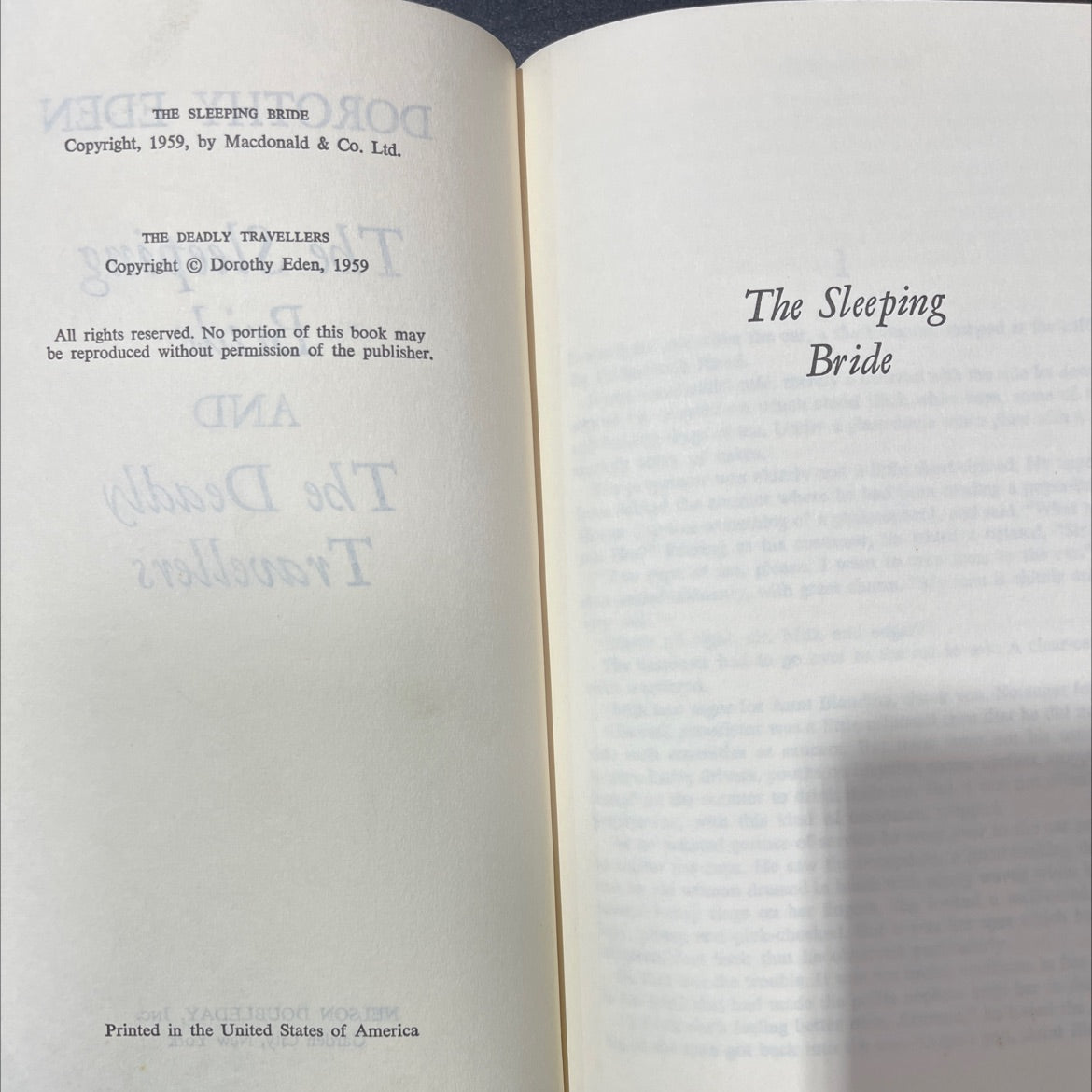 the sleeping bride book, by dorothy eden, 1959 Hardcover image 3