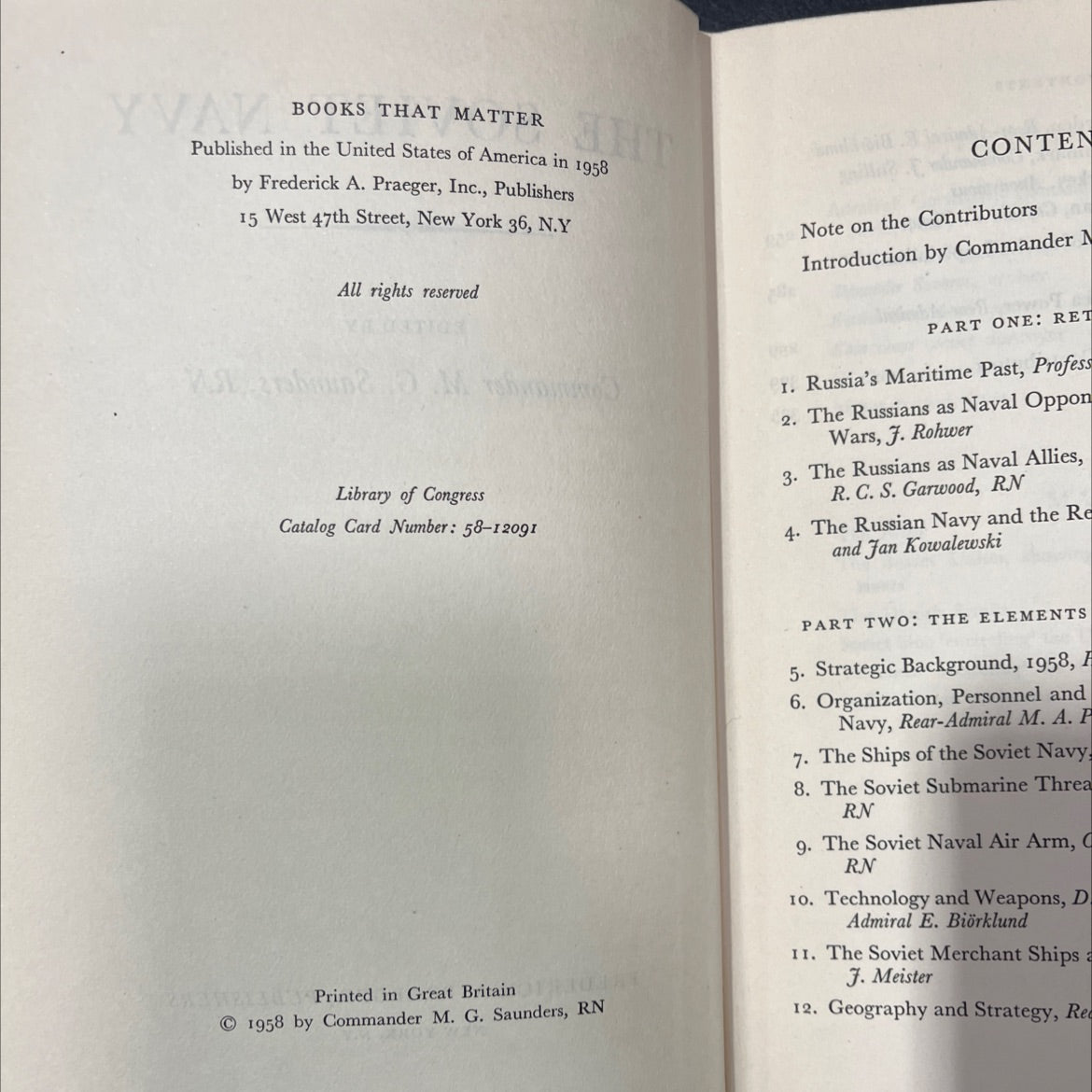 the soviet navy book, by Commander M. G. Saunders, 1958 Hardcover, Vintage image 3