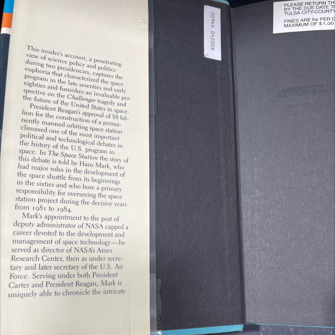 the space station a personal journey book, by Hans Mark, 1987 Hardcover image 4