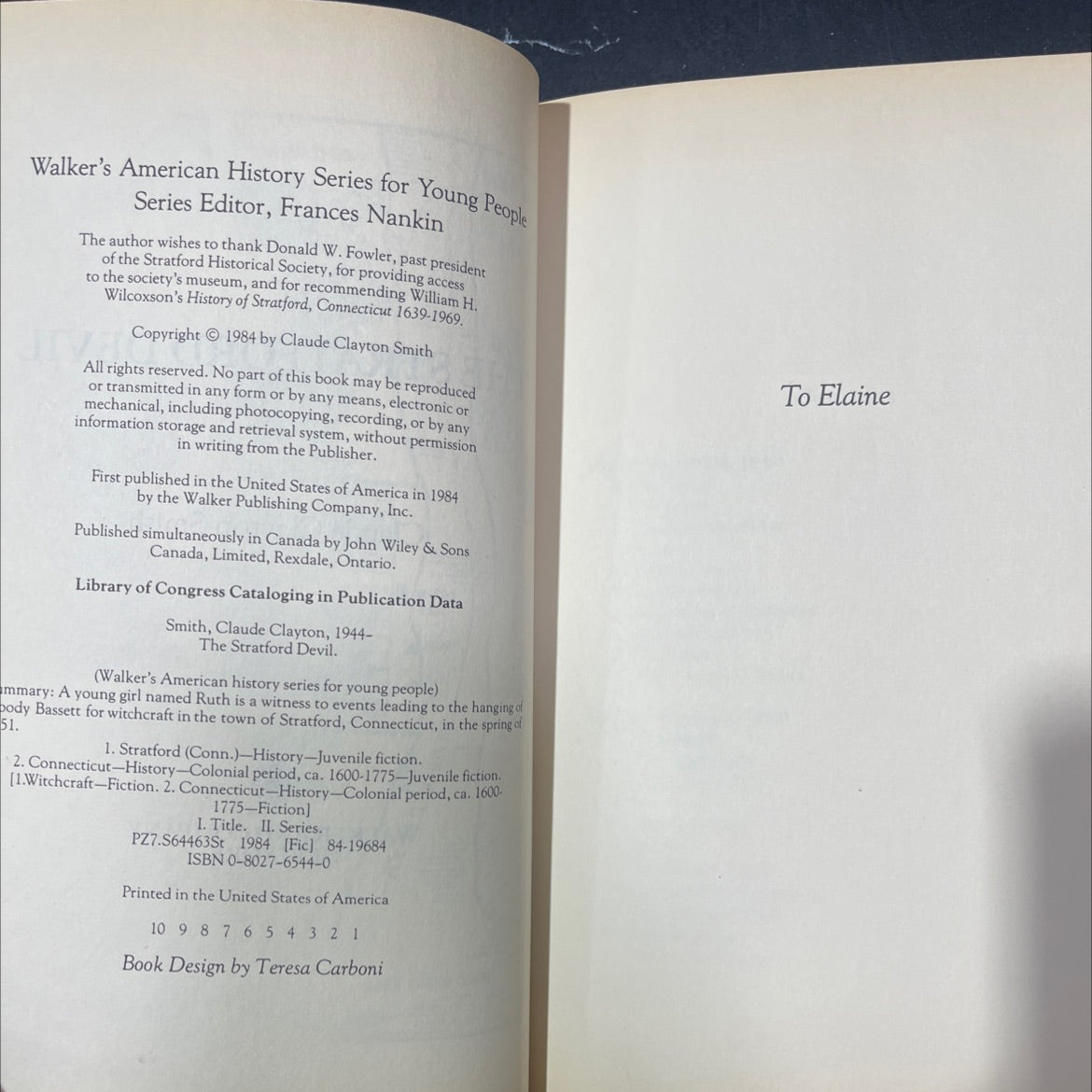 the stratford devil book, by Claude Clayton Smith, 1984 Hardcover image 3