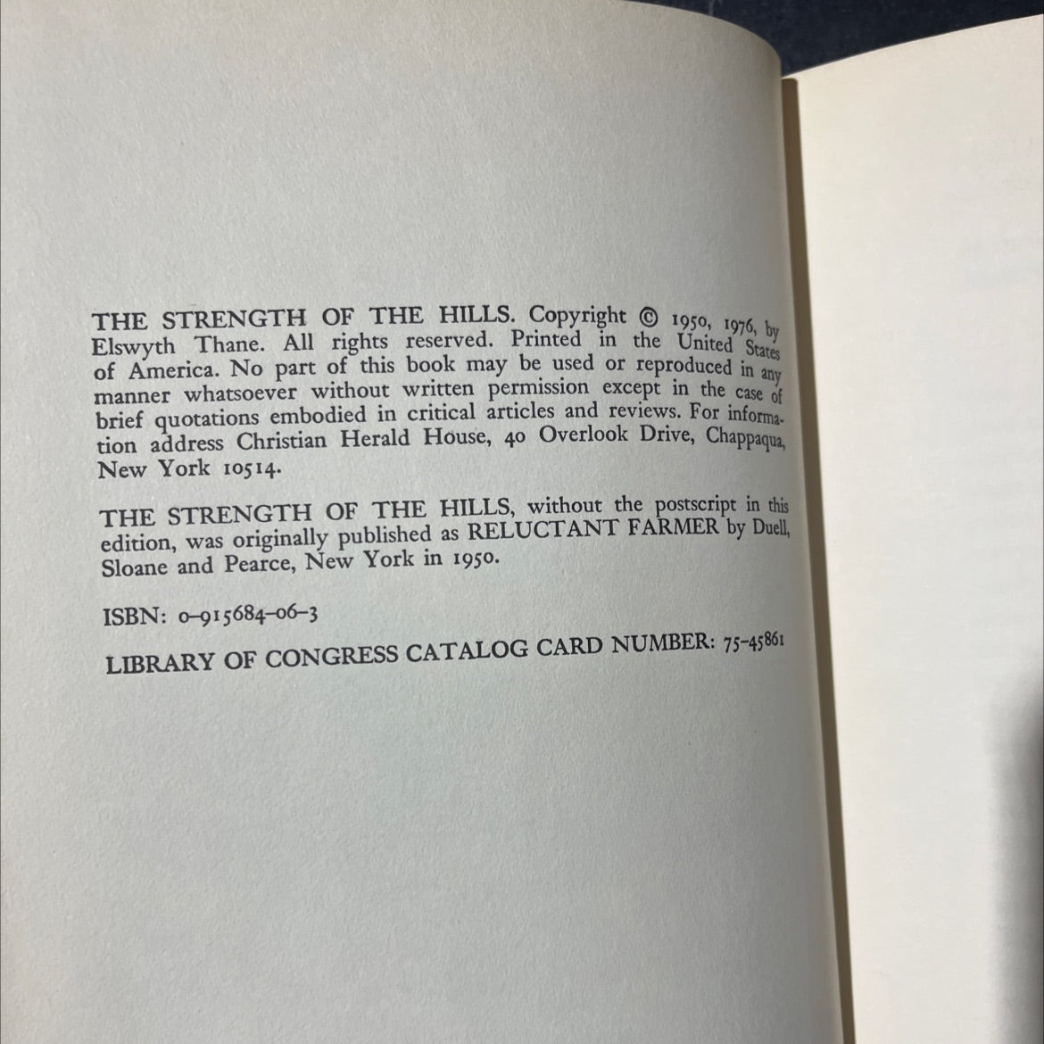 the strength of the hills book, by elswyth thane, 1976 Hardcover image 3