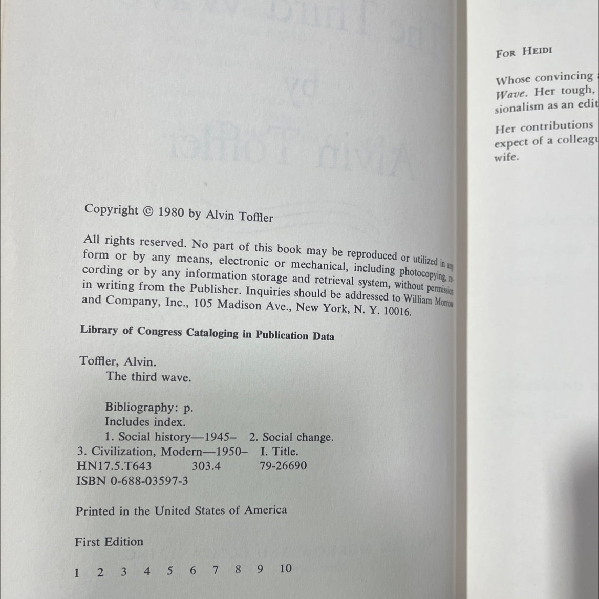 the third wave book, by alvin toffler, 1980 Hardcover image 3