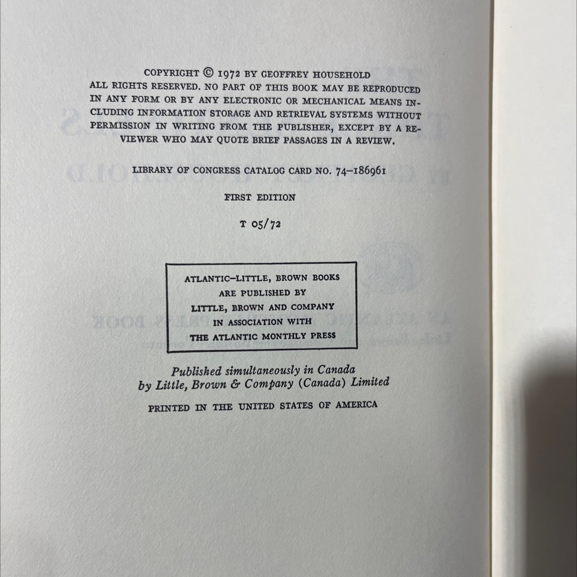 the three sentinels book, by geoffrey household, 1972 Hardcover image 3