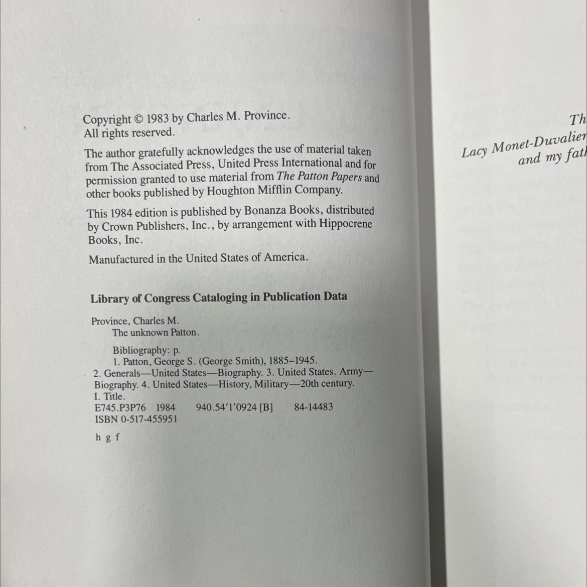 the unknown patton book, by Charles M. Province, 1984 Hardcover image 3