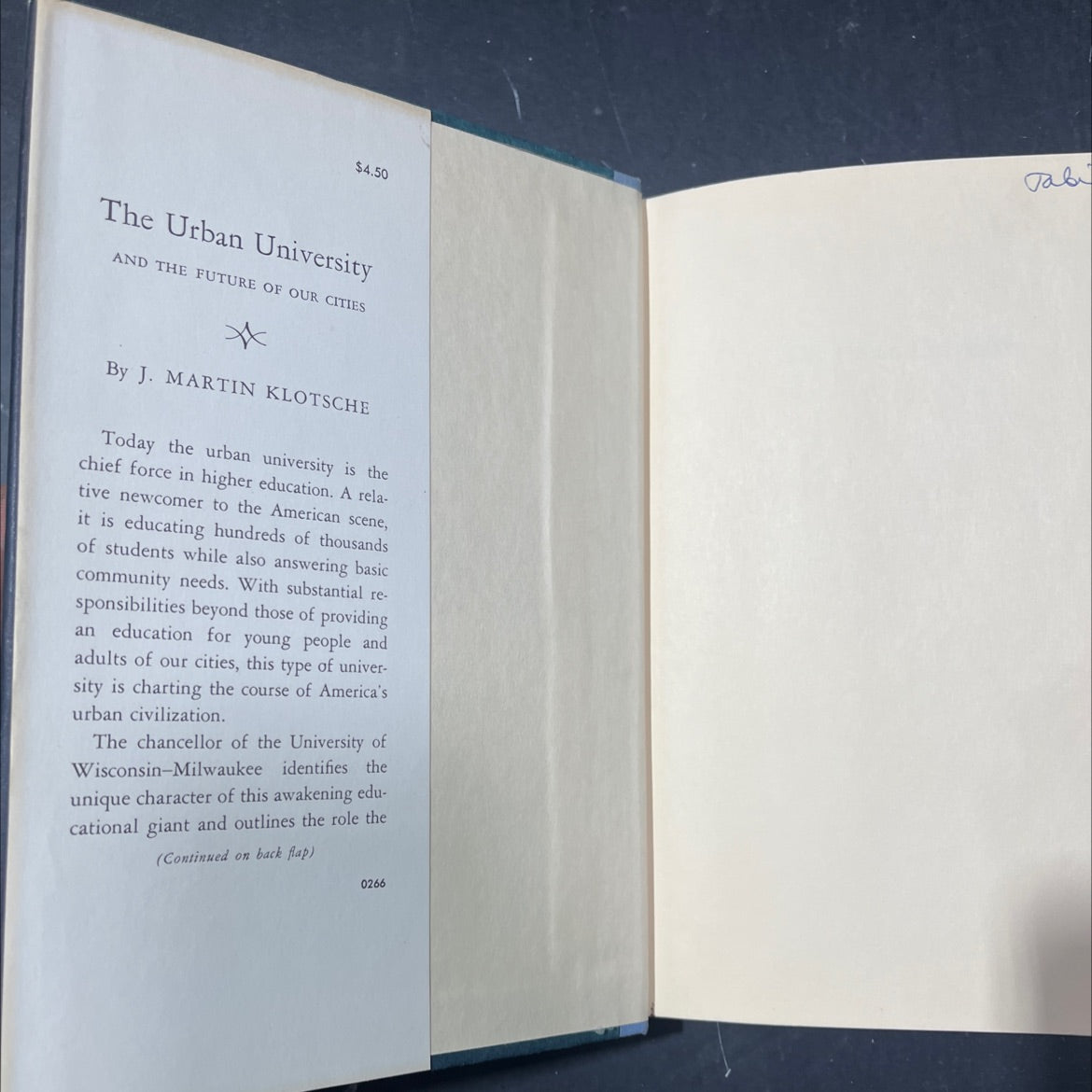 the urban university: and the future of our cities book, by j. martin klotsche, 1966 Hardcover image 4