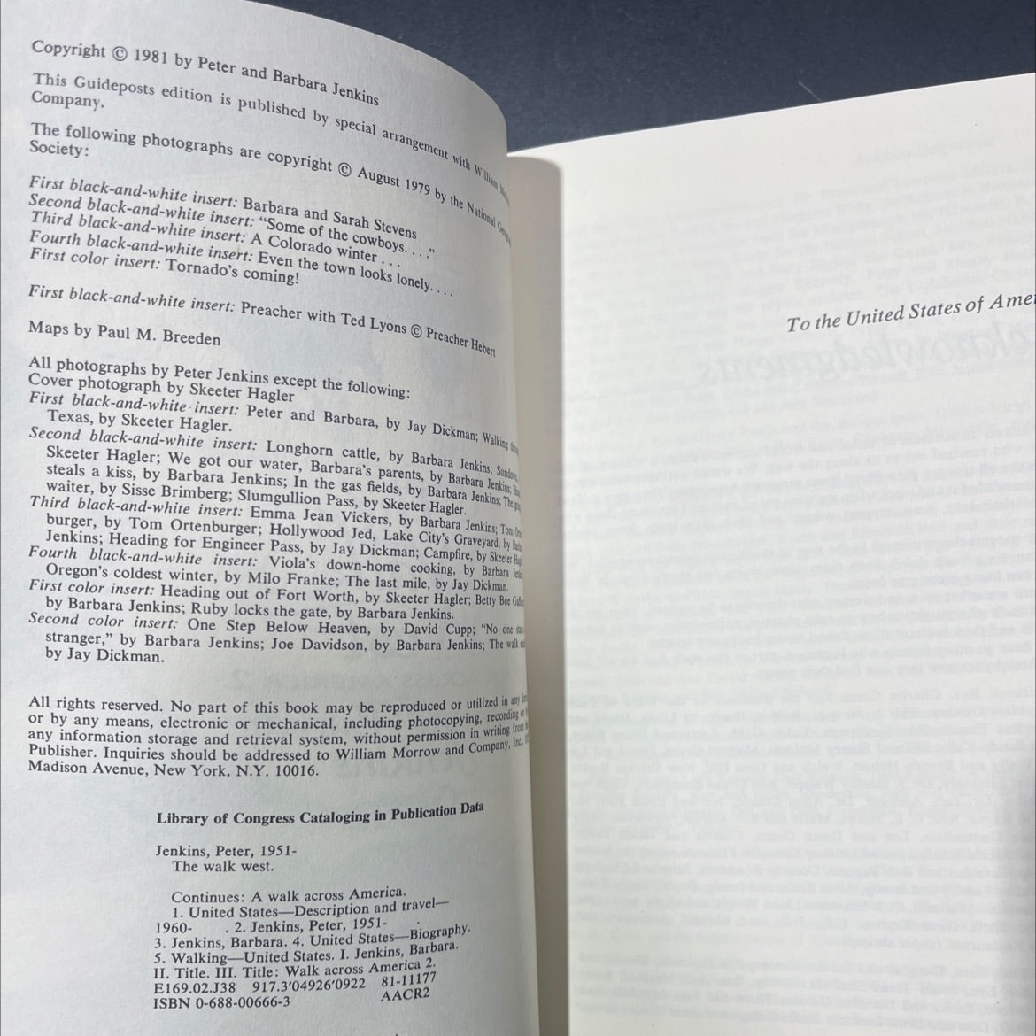 the walk west book, by Peter and Barbara Jenkins, 1981 Hardcover image 3