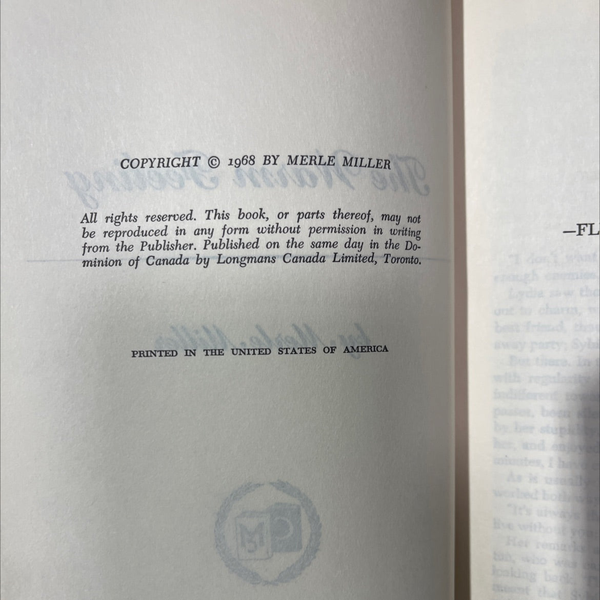 the warm feeling book, by merle miller, 1968 Hardcover image 3