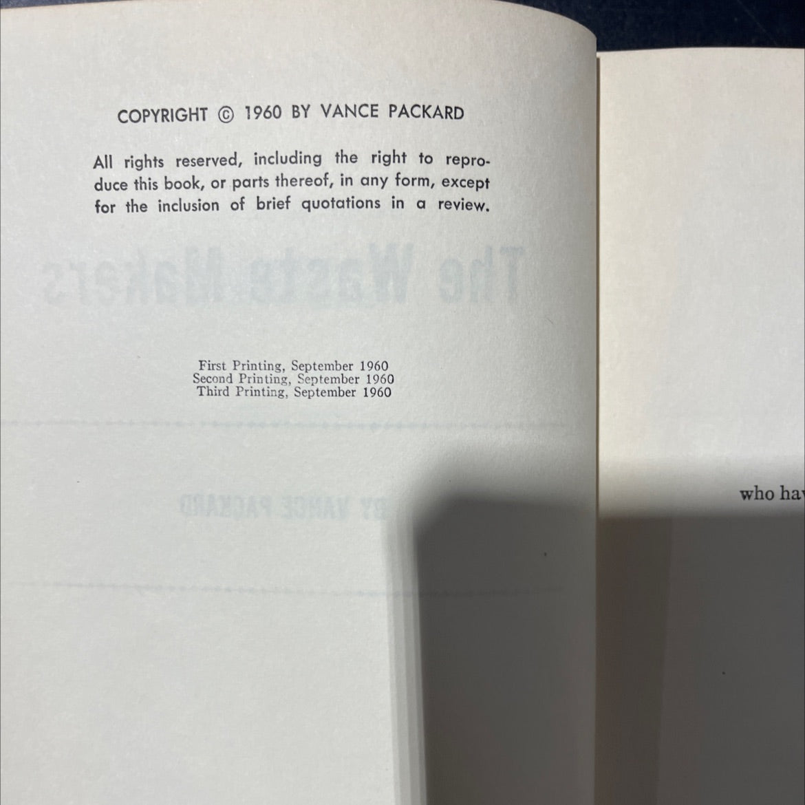 the waste makers book, by vance packard, 1960 Hardcover image 3