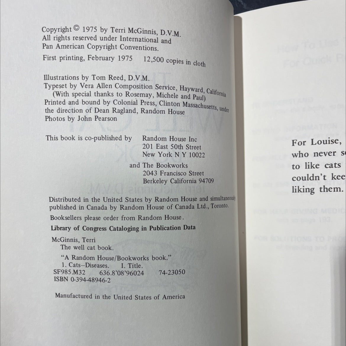 the well cat book book, by Terri McGinnis D.V.M., 1975 Hardcover image 3