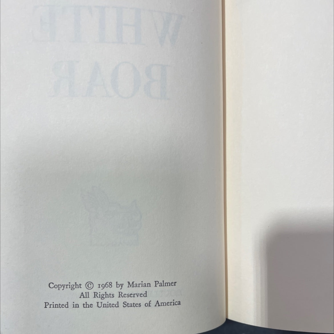 the white boar book, by Marian Palmer, 1968 Hardcover image 3