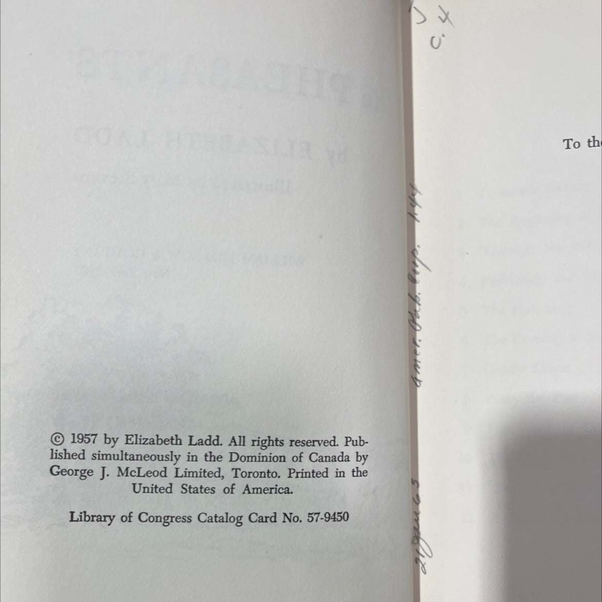 the year of the pheasants book, by elizabeth ladd, 1957 Hardcover image 3