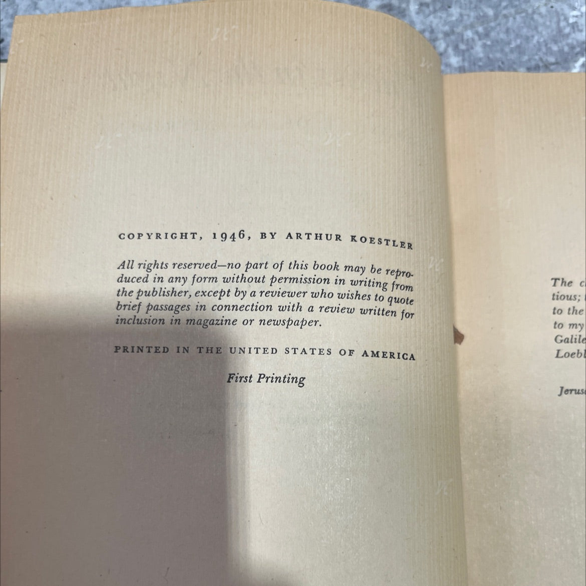thieves in the night chronicle of an experiment book, by arthur koestler, 1946 Hardcover image 3