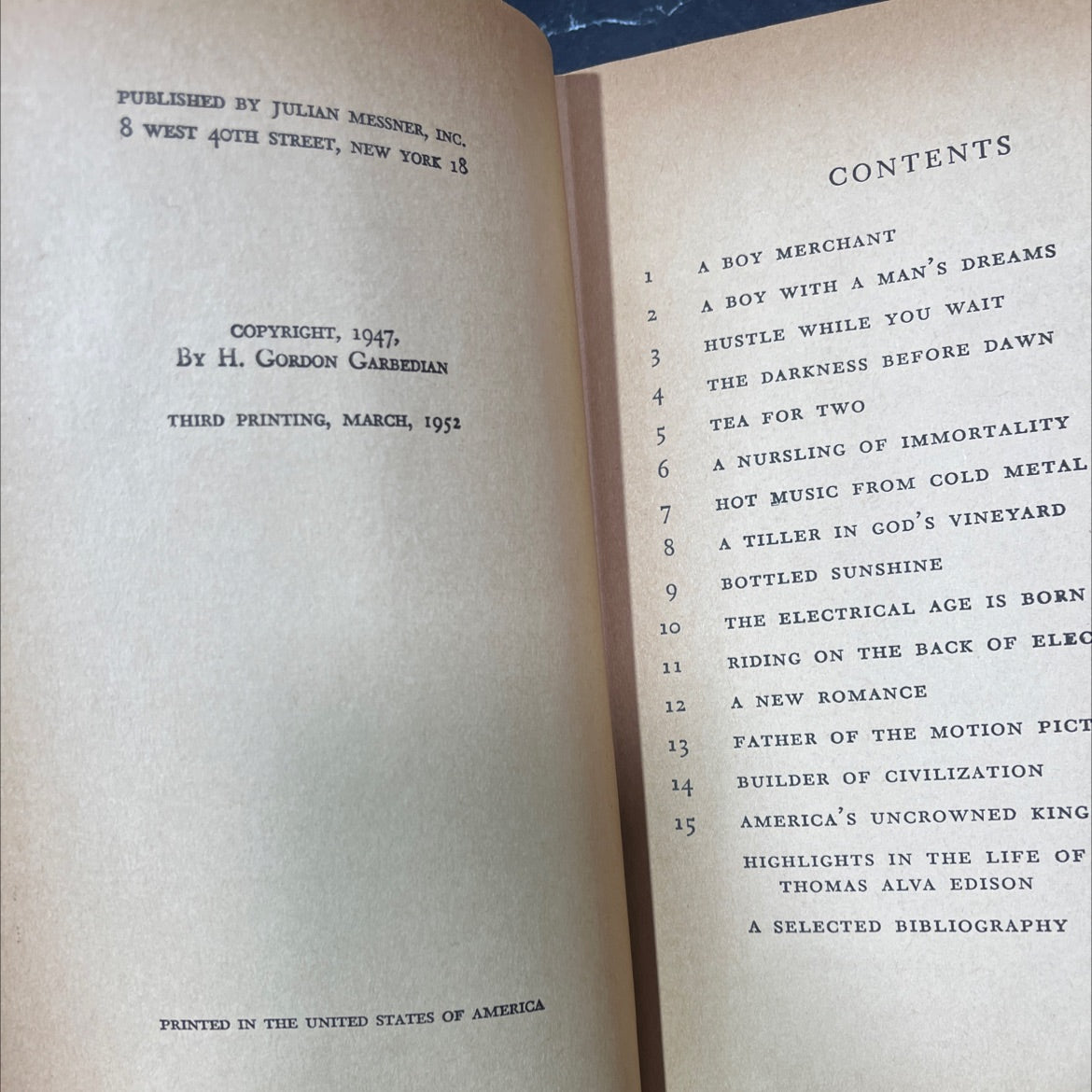 thomas alva edison builder of civilization book, by h. gordon garbedian, 1947 Hardcover image 3