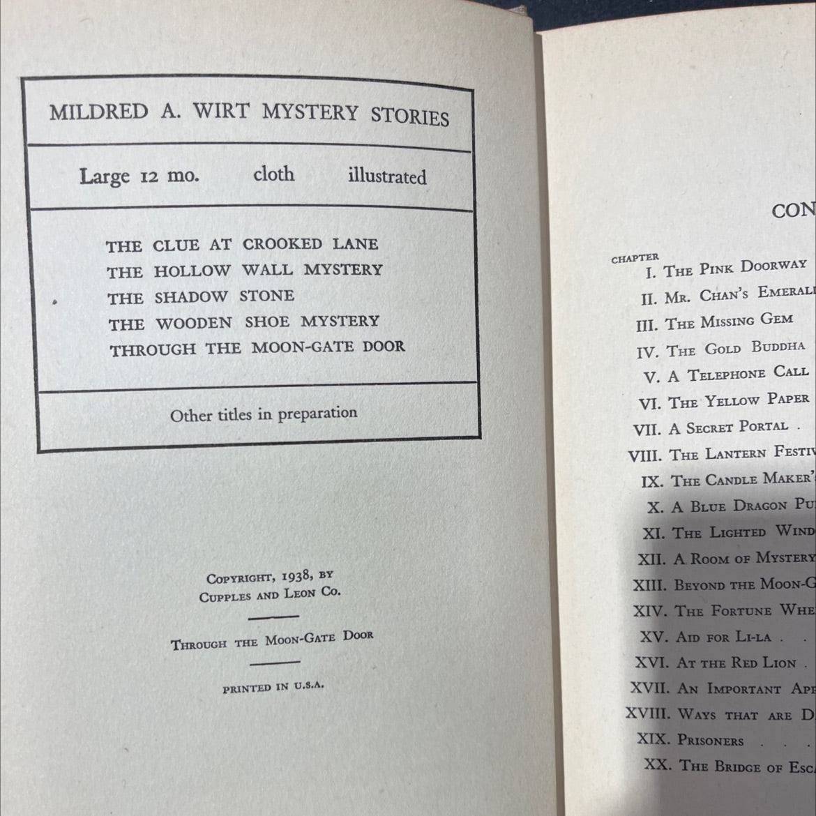 through the moon-gate door book, by mildred a. wirt, 1938 Hardcover image 3