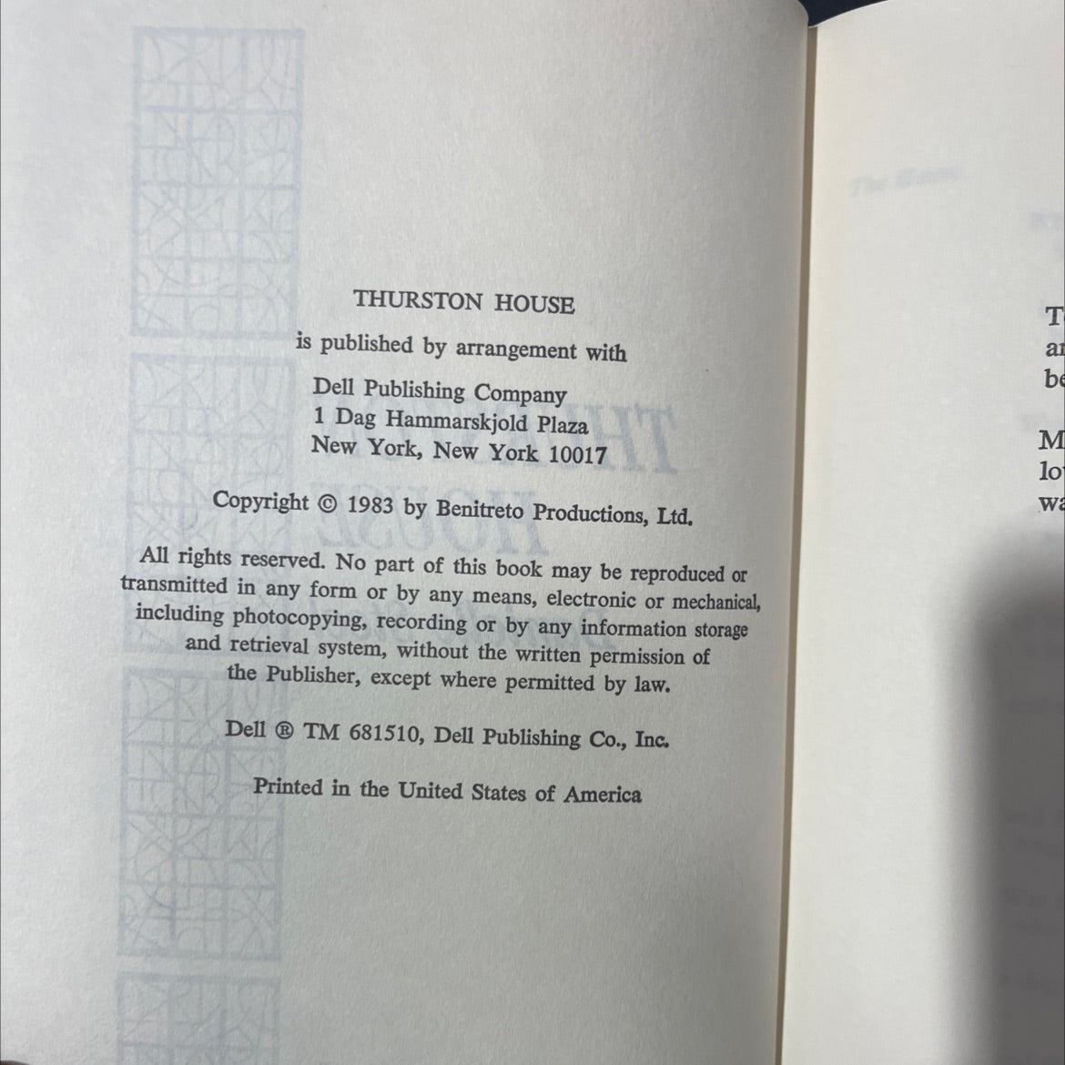 thurston house book, by danielle steel, 1983 Hardcover image 3