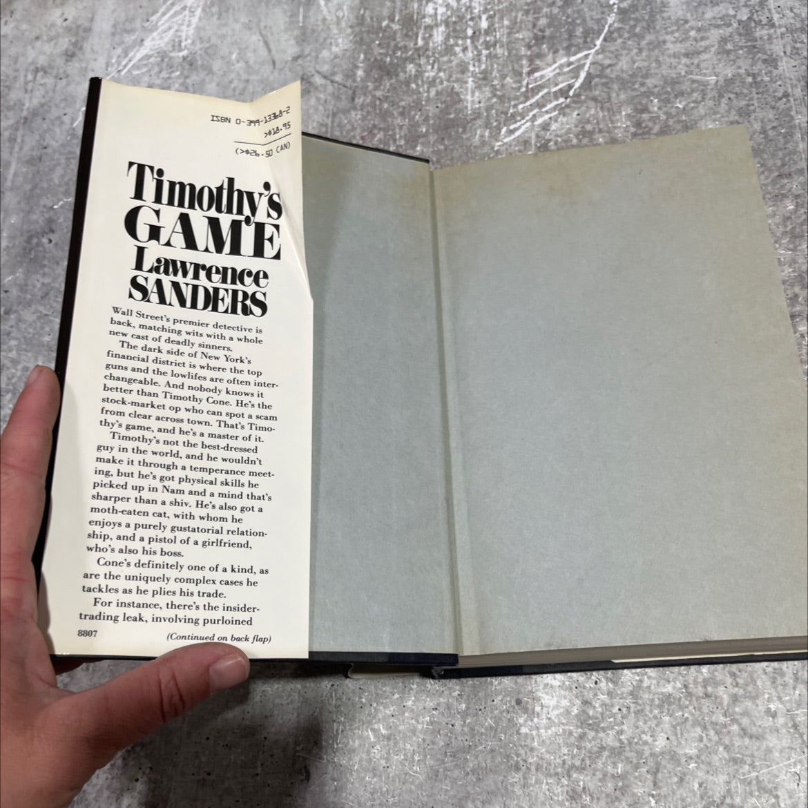 timothy's game book, by lawrence sanders, 1988 Hardcover image 4