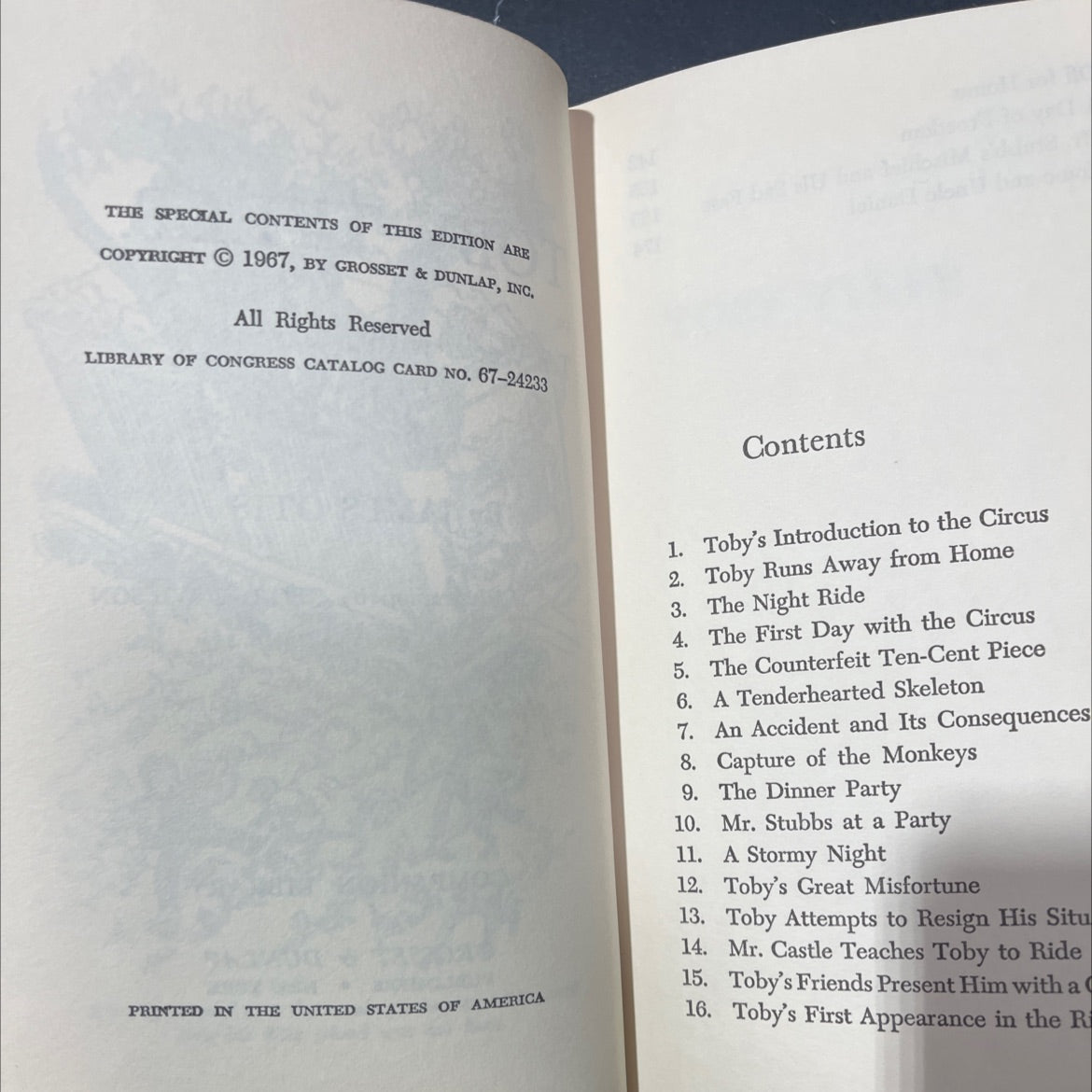 toby tyler or ten weeks with a circus book, by james otis, 1967 Hardcover image 3