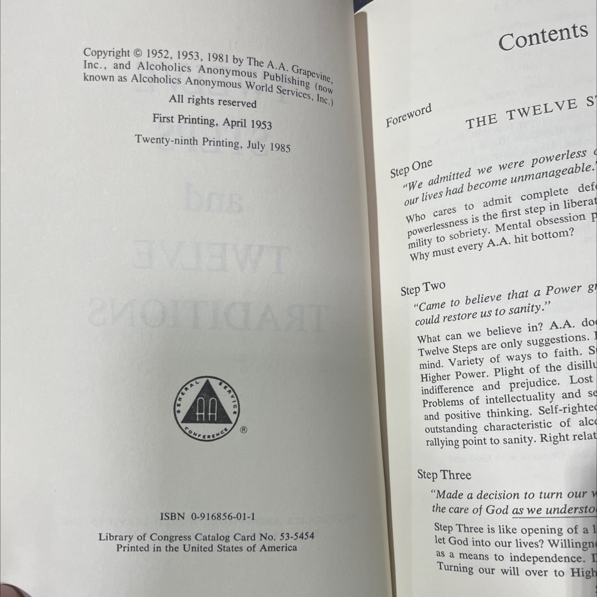 twelve steps and twelve traditions book, by Alcoholics Anonymous World Services, Inc., 1981 Hardcover image 3