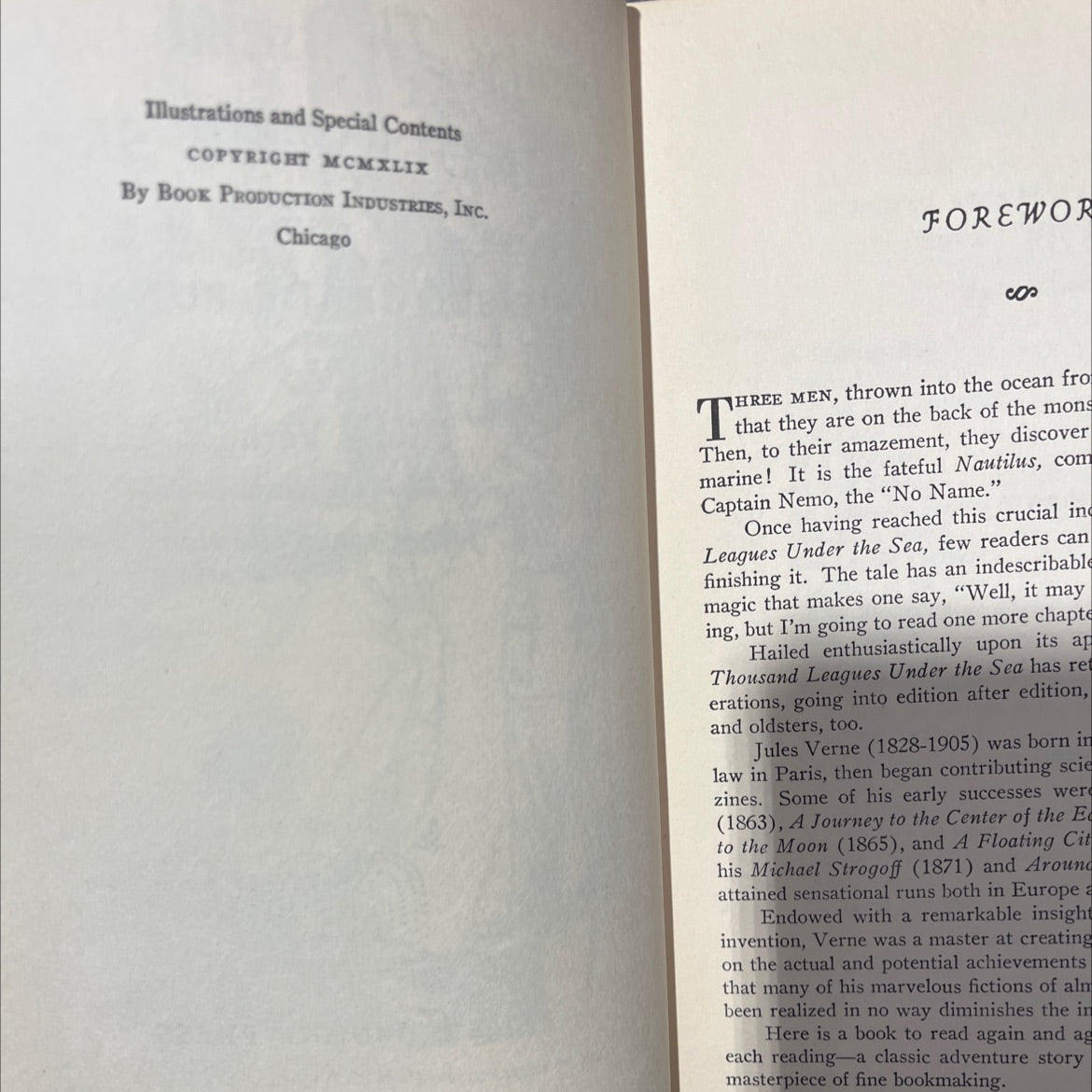 twenty thousand leagues under the sea and the blockade runners book, by Jules Verne, 1949 Hardcover, Vintage image 3