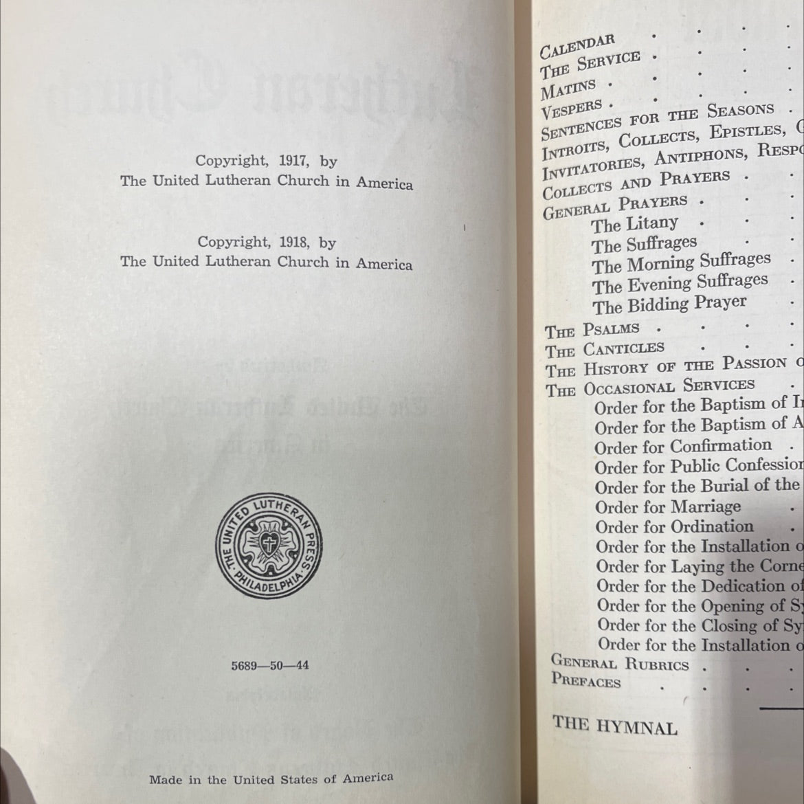 united lutheran calendar the service matins vespers book, by The United Lutheran Church in America, 1918 Hardcover image 3
