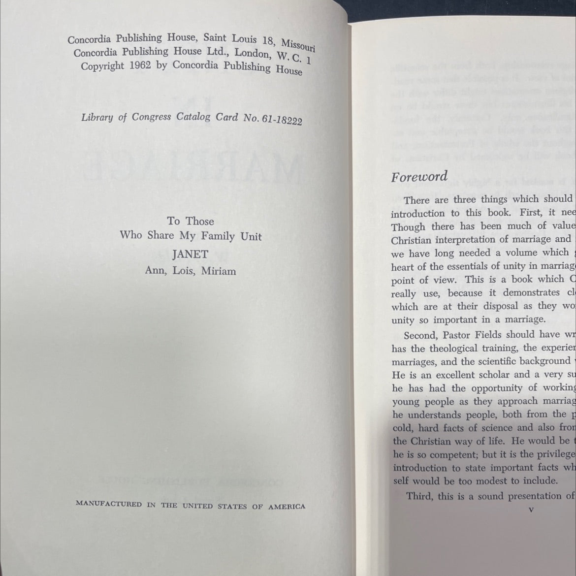 unity in marriage book, by w. j. fields, 1962 Hardcover image 3