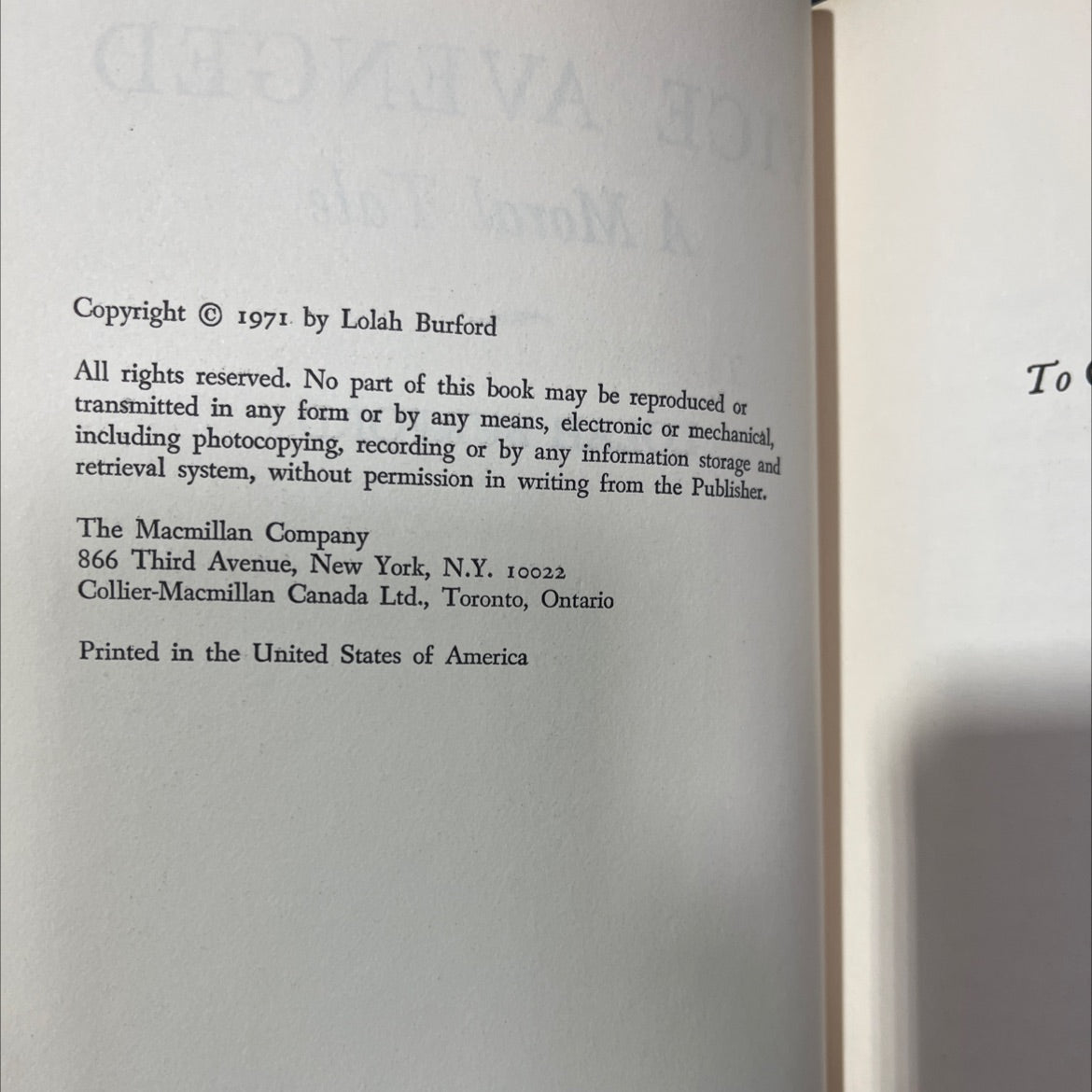 vice avenged a moral tale book, by Lolah Burford, 1971 Hardcover image 3