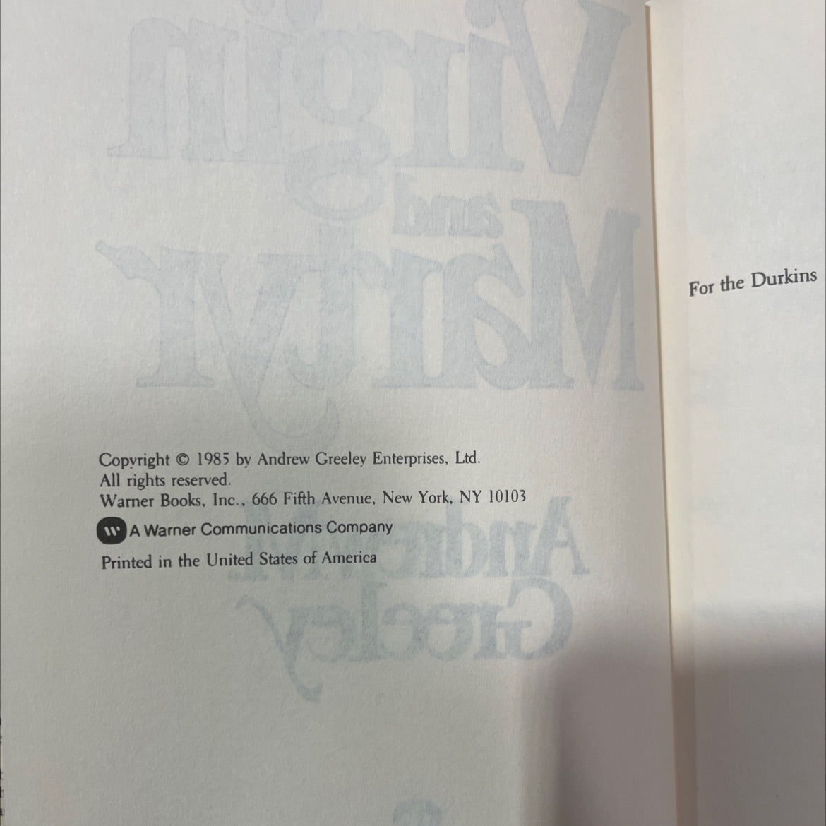 virgin and martyr book, by andrew m. greeley, 1985 Hardcover, Vintage image 3