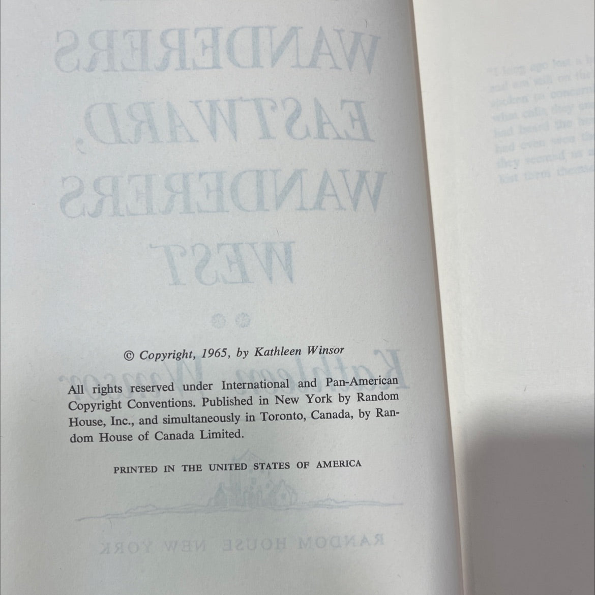 wanderers eastward, wanderers west book, by Kathleen Winsor, 1965 Hardcover image 3