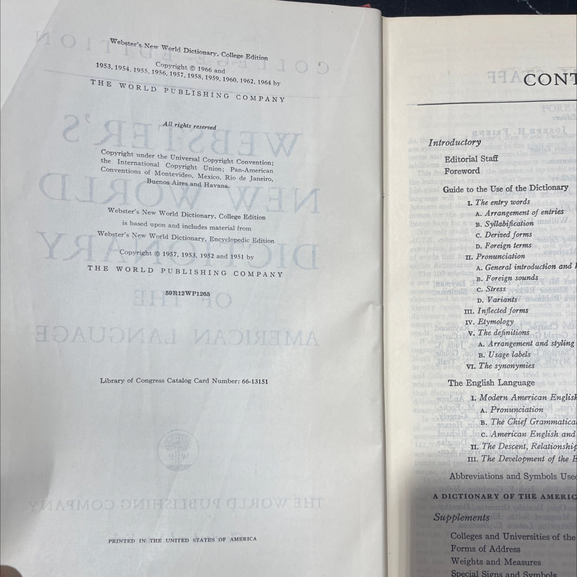 webster's new world dictionary, college edition book, by unknown, 1966 Hardcover image 3