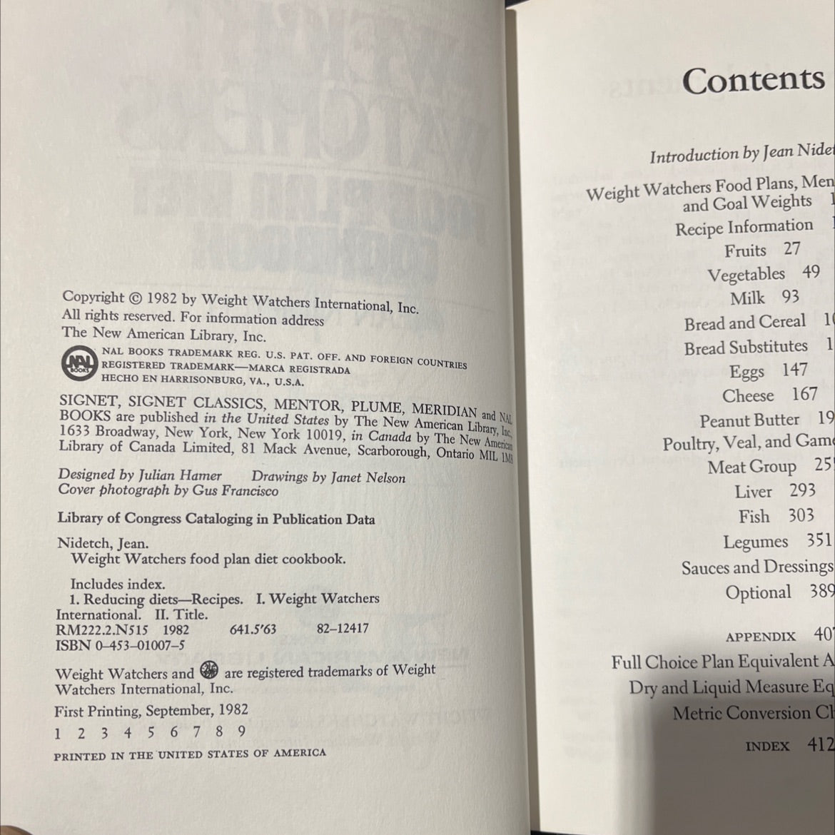 weight watchers food plan diet cookbook book, by jean nidetch, 1982 Hardcover image 3