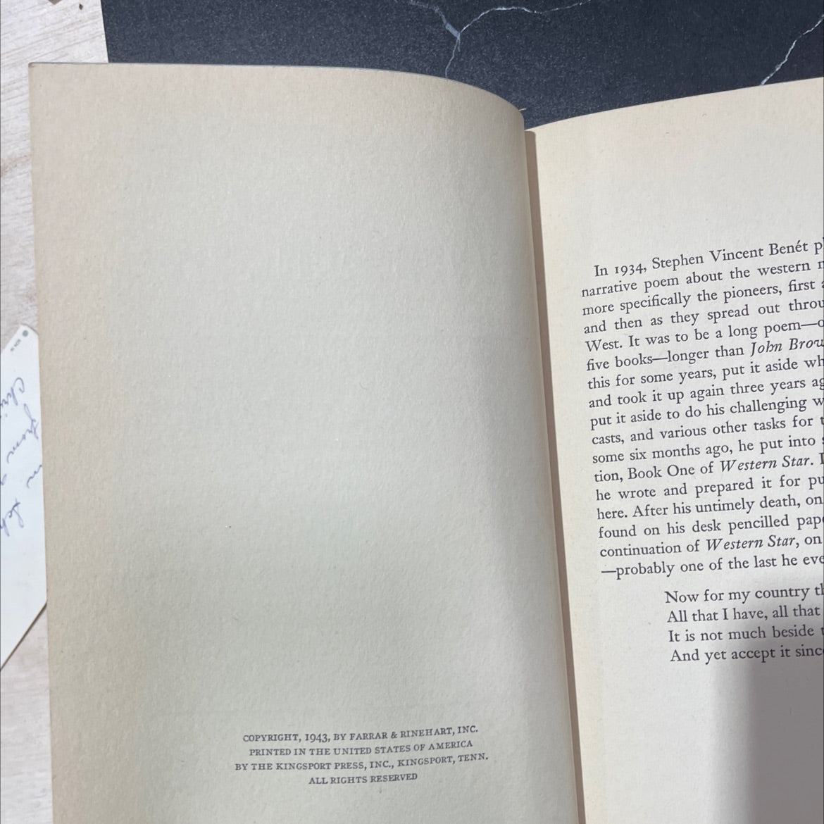 western star book, by stephen vincent benet, 1943 Hardcover, Vintage image 3