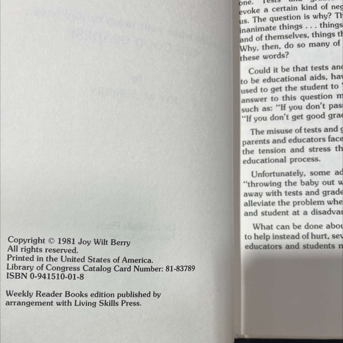 what to do when your mom or dad says . . . \"get good grades!\" book, by joy wilt berry, 1981 Hardcover image 3