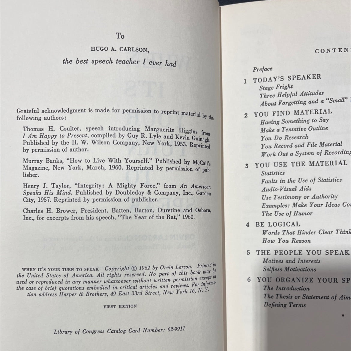 when it's your turn to speak book, by orvin larson, 1962 Hardcover image 3