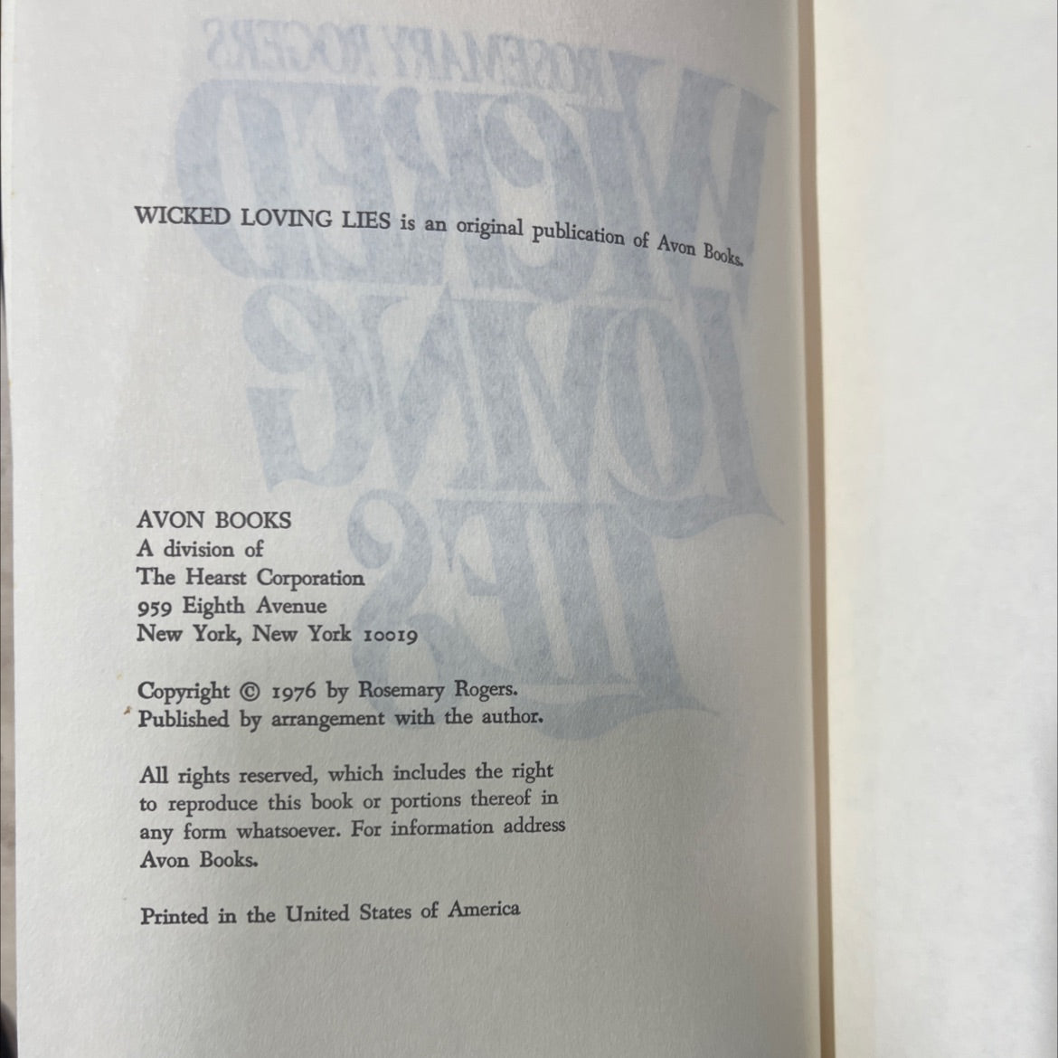 wicked loving lies book, by rosemary rogers, 1976 Hardcover image 3