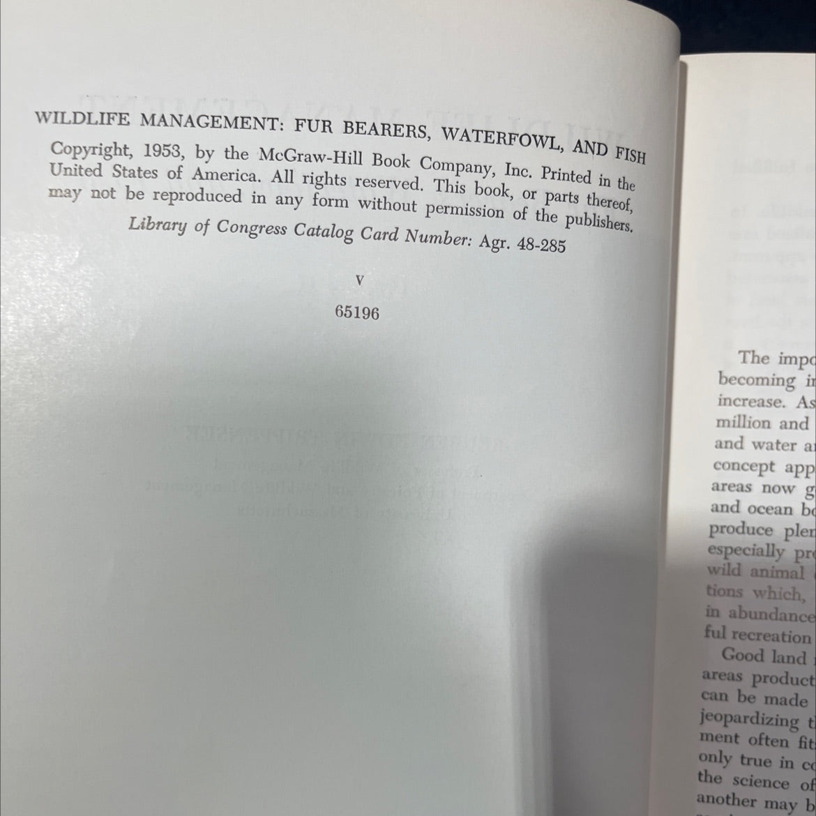 wildlife management fur bearers, waterfowl, and fish volume ii book, by reuben edwin trippensee, 1953 Hardcover image 3
