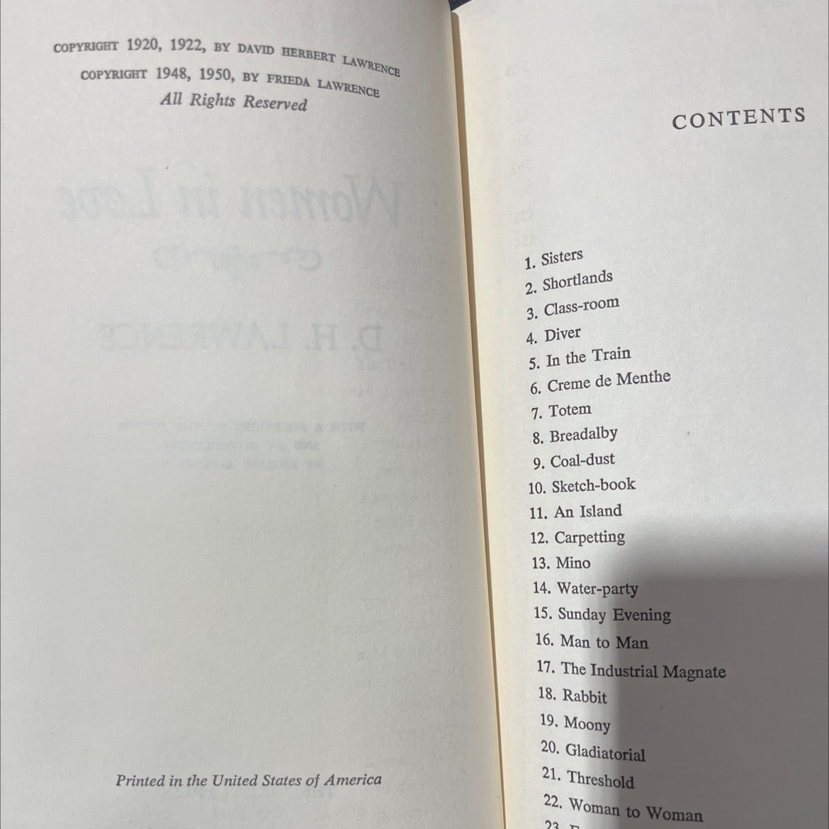 women in love book, by D. H. Lawrence, 1950 Hardcover image 3