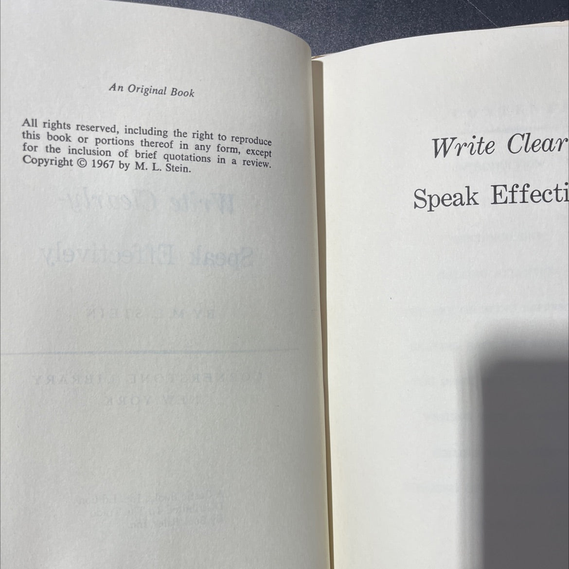 write clearly- speak effectively book, by M. L. Stein, 1967 Hardcover, Vintage image 3