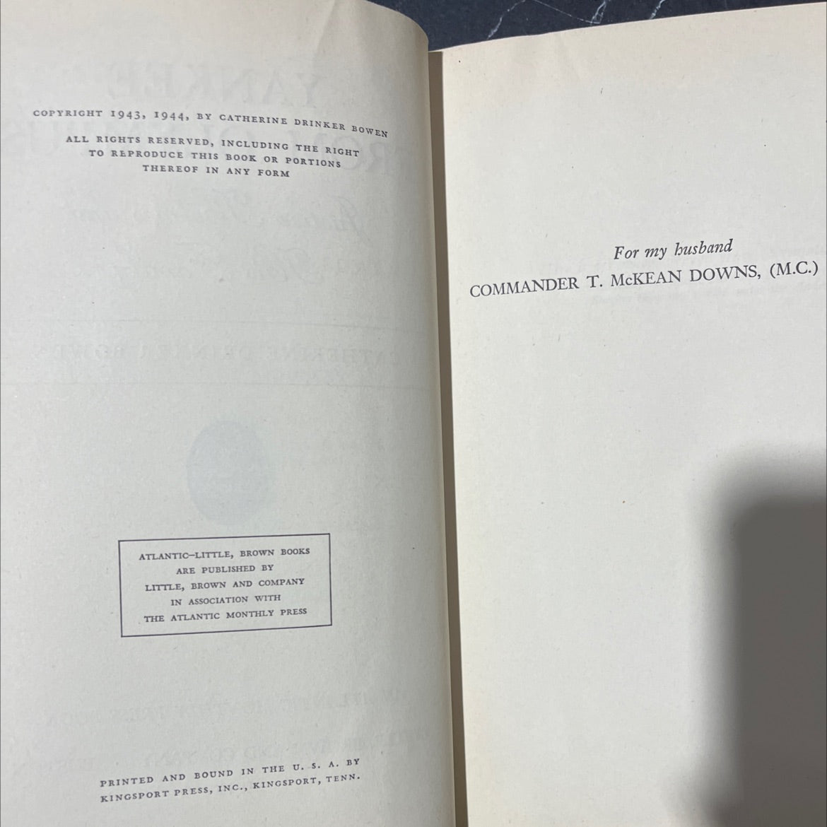 yankee from olympus justice holmes and his family book, by catherine drinker bowen, 1944 Hardcover image 3