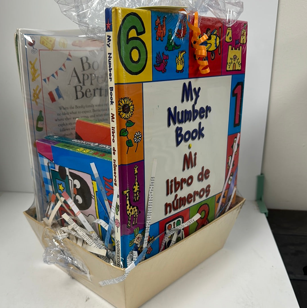 Multi language baby gift basket spanish chinese french- Book Gift Basket
