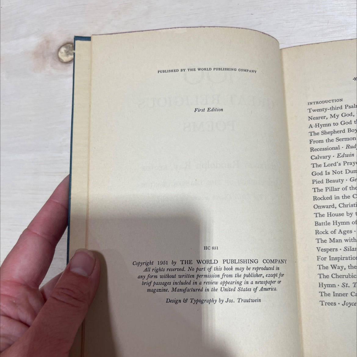 100 great religious poems book, by Randolph Ray, 1951 Hardcover image 3