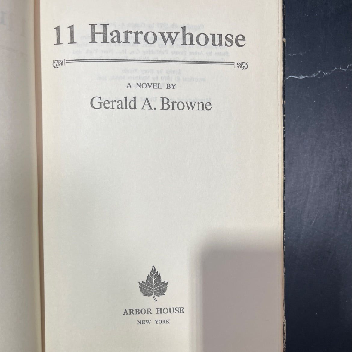 11 harrowhouse book, by Gerald A. Browne, 1972 Hardcover image 2