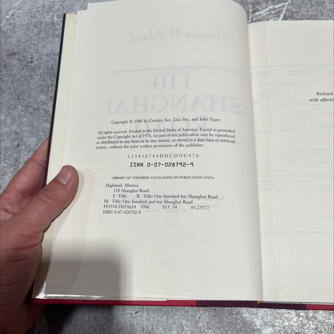 110 shanghai road book, by Monica Highland, 1986 Hardcover image 3